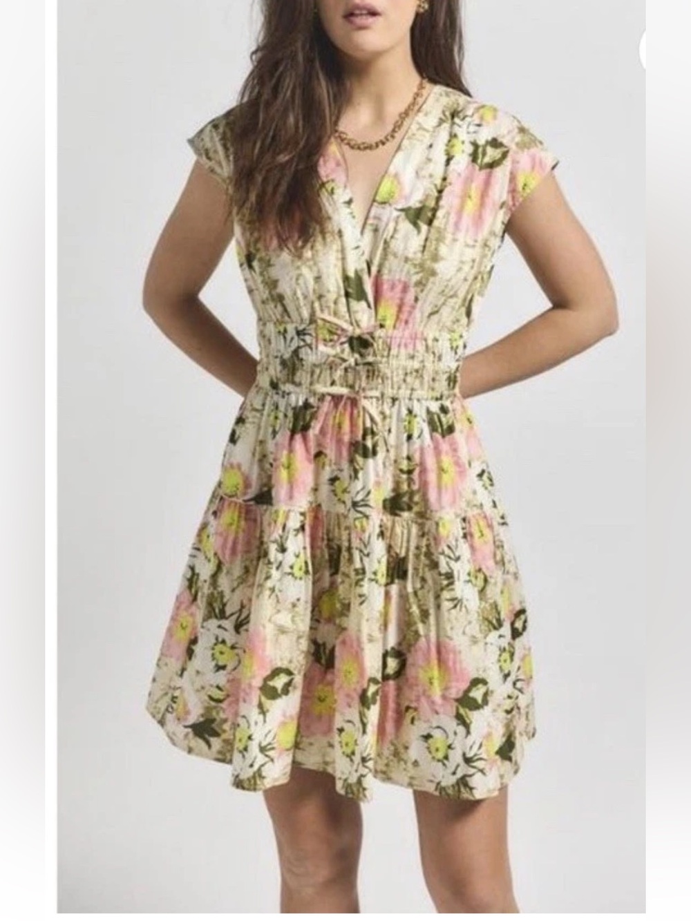 Derek Lam 10 Crosby Tora Floral Shirred Waist Stretch Dress New
